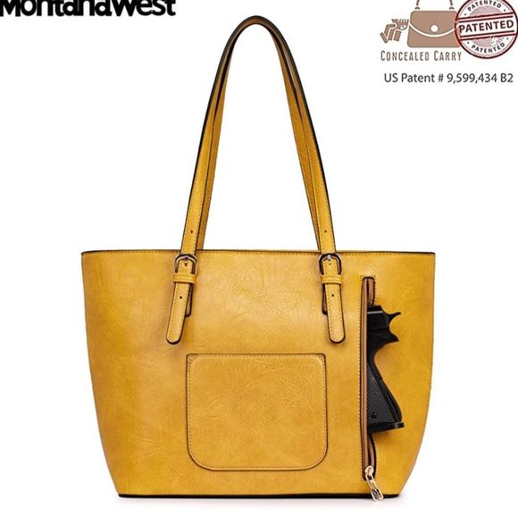 Yellow Montana West Totes Large Purse Shoulder Handbag with Wallet Set 3 … - Picture 3 of 5